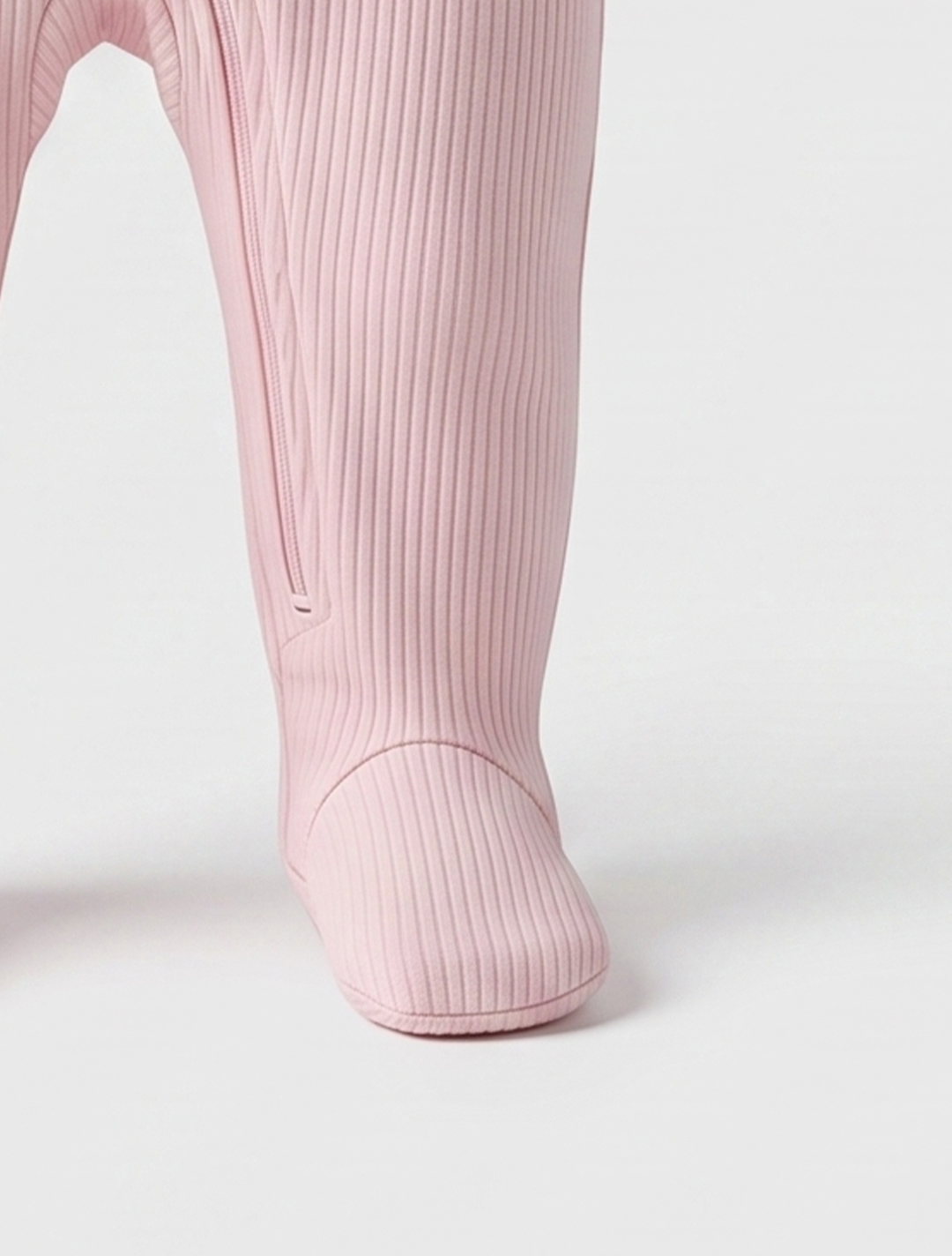 Pink ribbed zipper sleepsuit