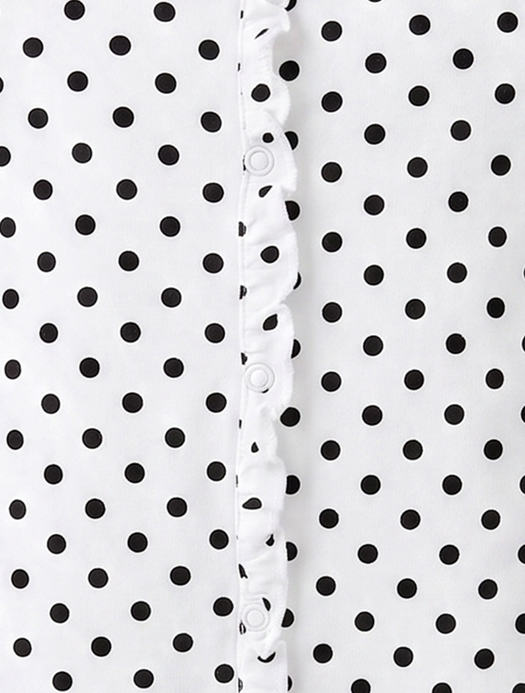 WHITE POLKA DOTTED RUFFLED SLEEPSUIT