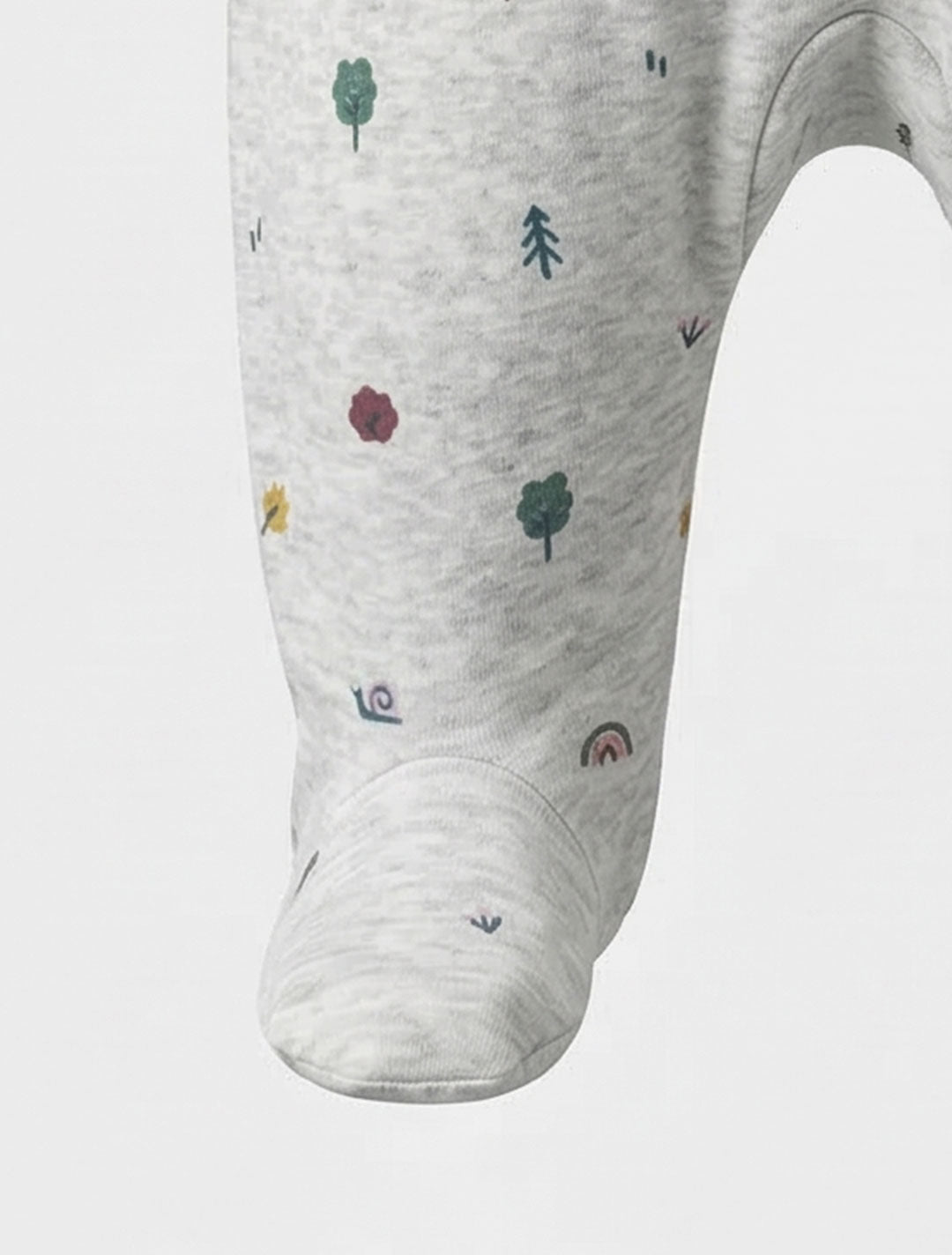 GREY PRINTED ZIPPER SLEEPSUIT