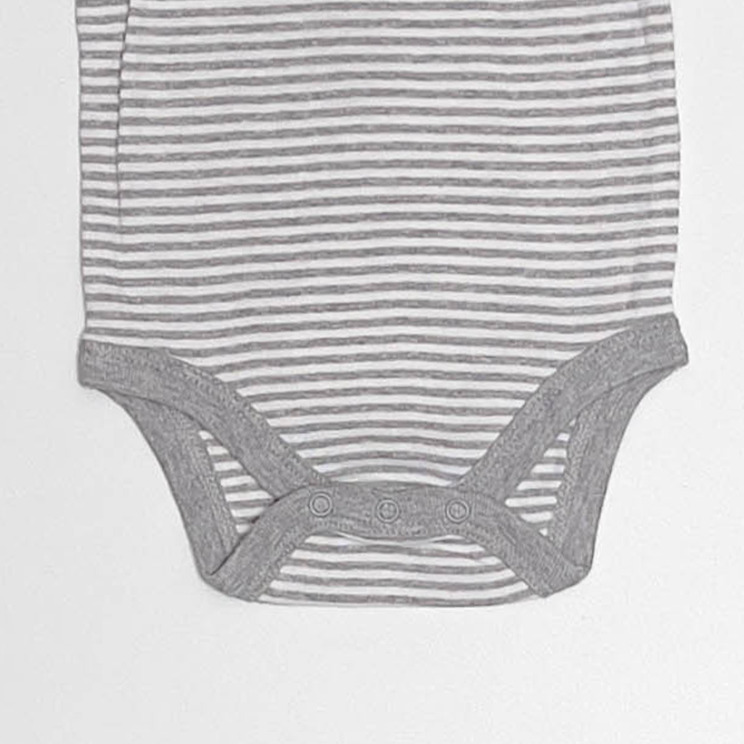 GREY AND WHITE STRIPED ONESIE