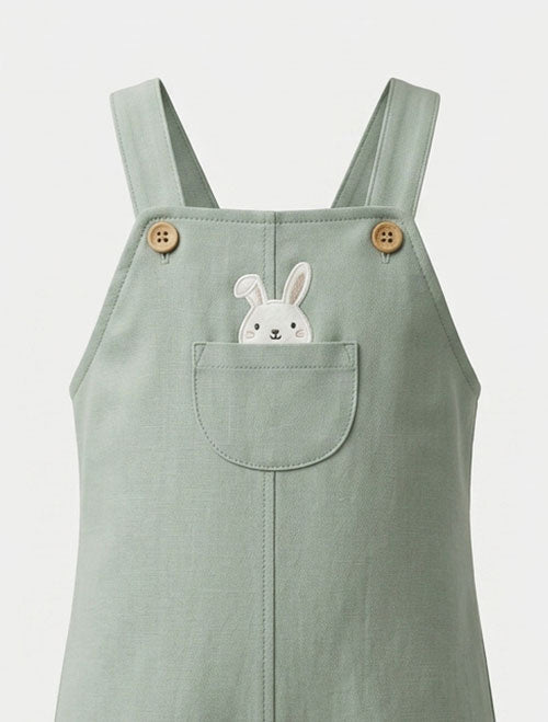 Sage green bunny half dungaree
