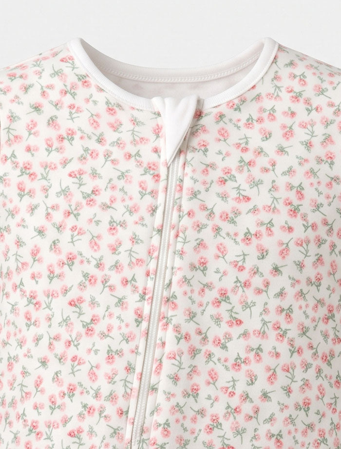 Pink floral 2 way zipper jumpsuit