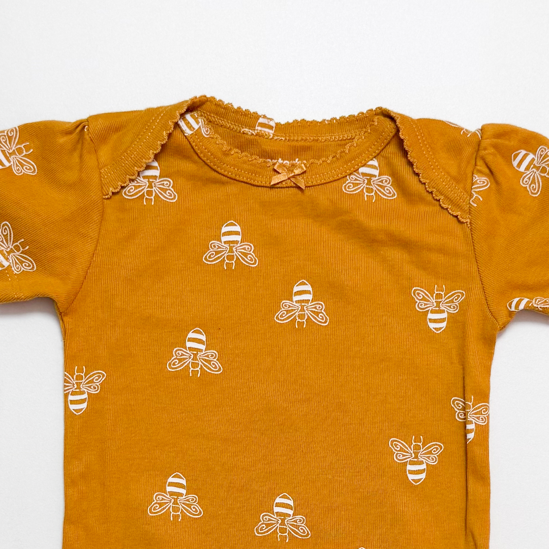 MUSTARD YELLOW BEE ONESIE