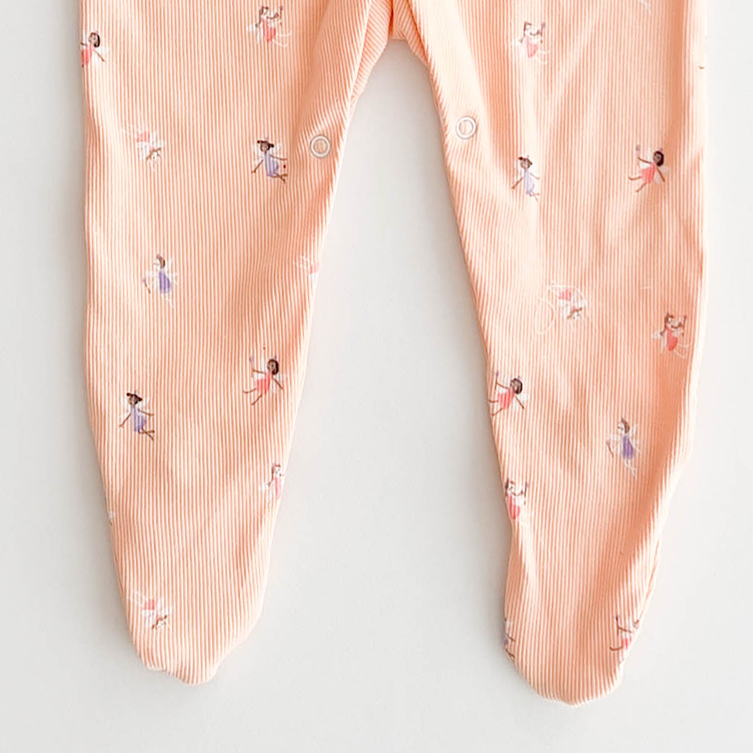 PASTEL ORANGE RIBBED SLEEPSUIT