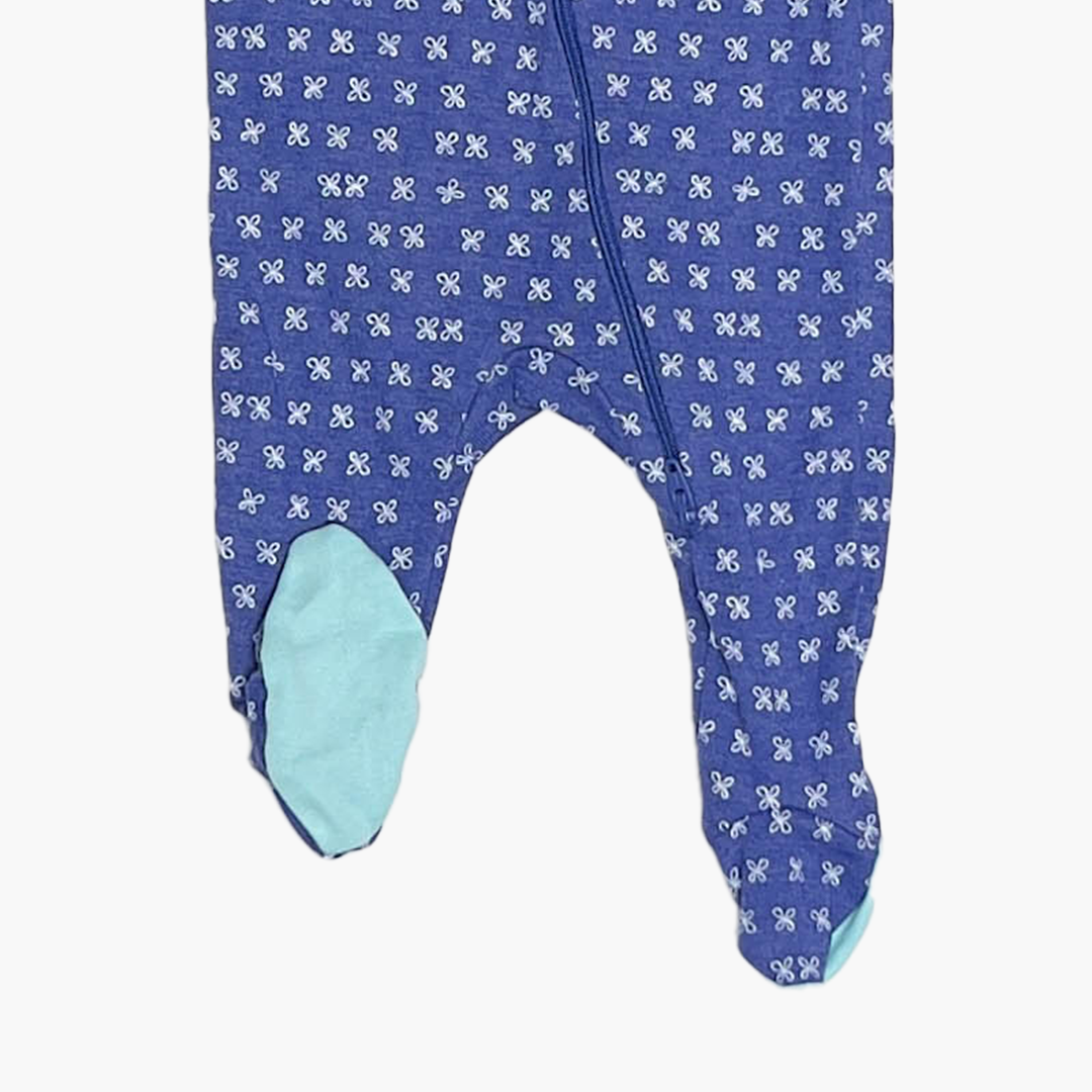 BLUE FLORAL ONE WAY ZIPPER SLEEPSUIT