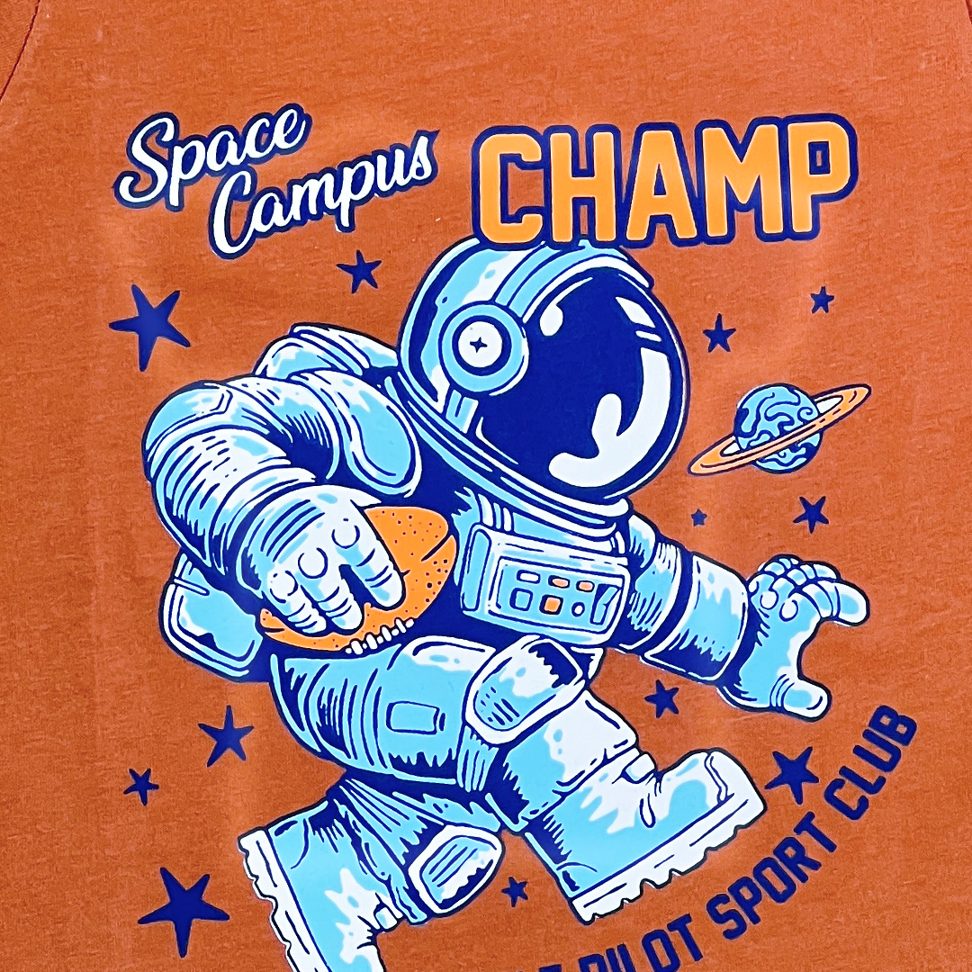 Space Campus Hero Pattern Printer Raw Sienna Color Two Piece