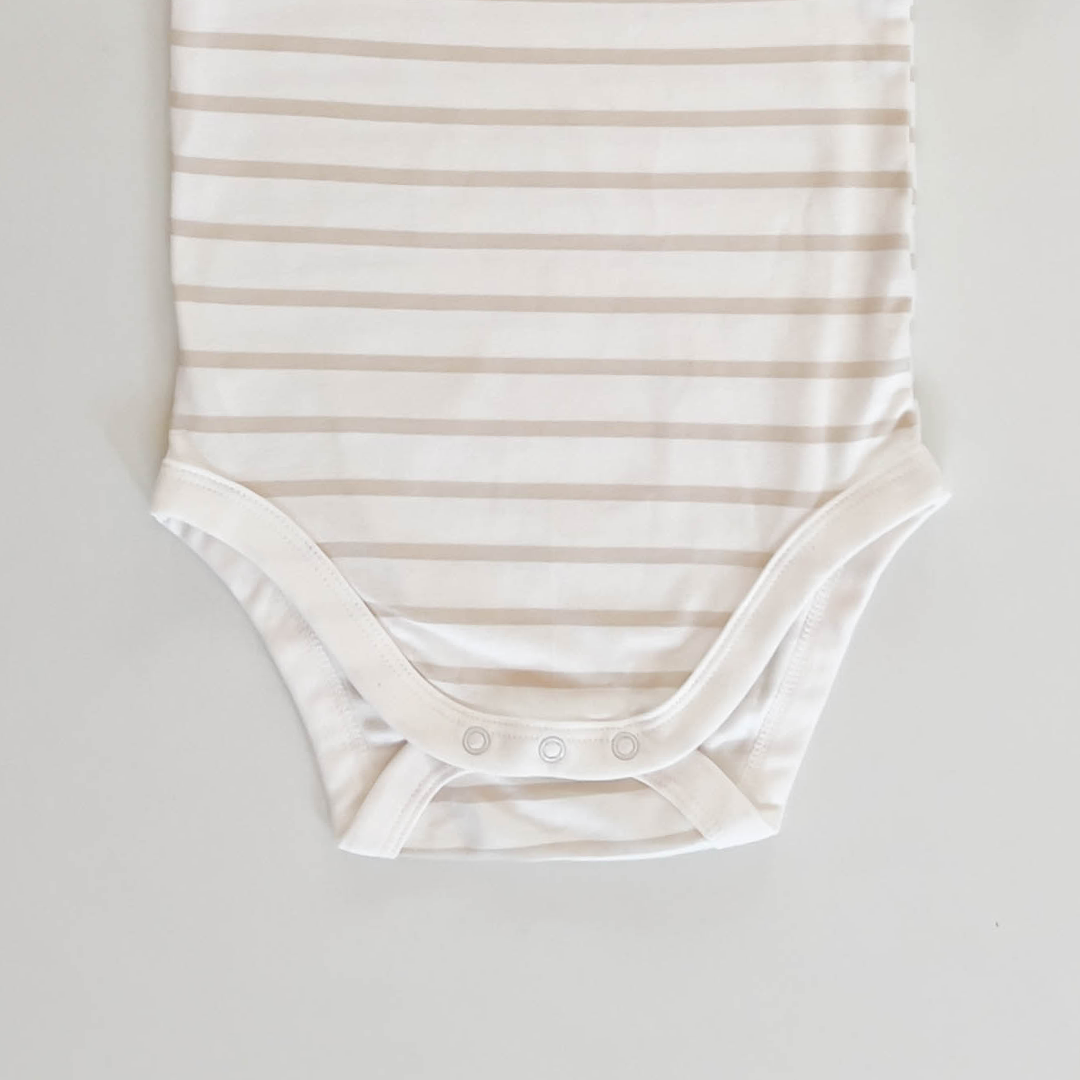 WHITE LINNED MICKEY ONESIE