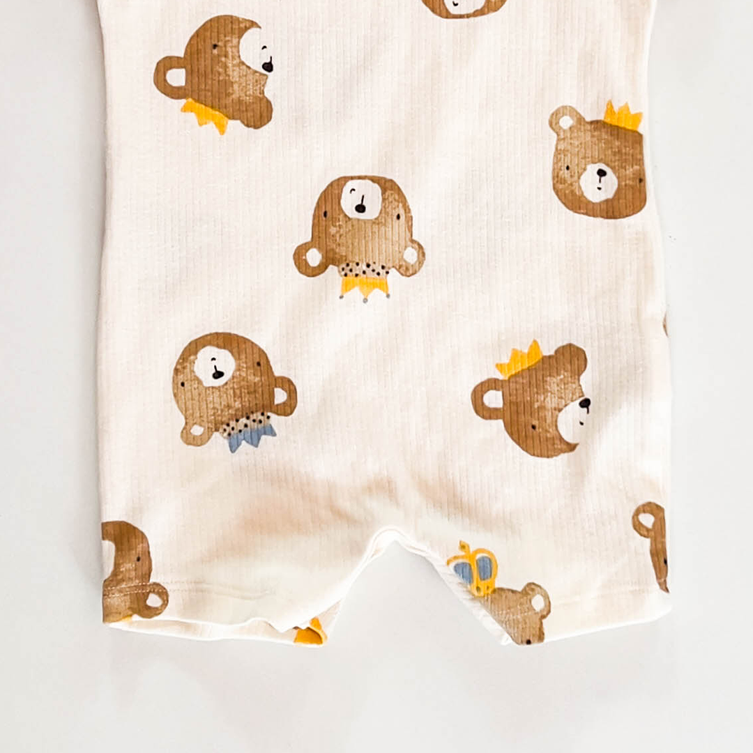 BEAR PRINT RIBBED JUMPSUIT