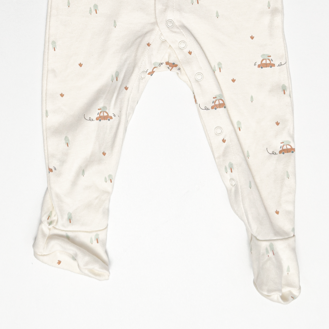 OFF WHITE CAR PRINTED SLEEPSUIT