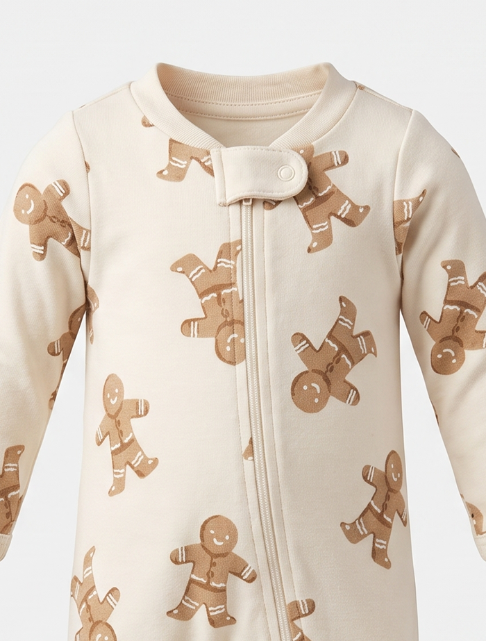 Beige ginger bread zipper sleepsuit
