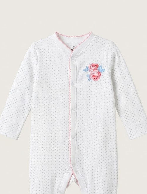 Blue polka dotted floral sleepsuit