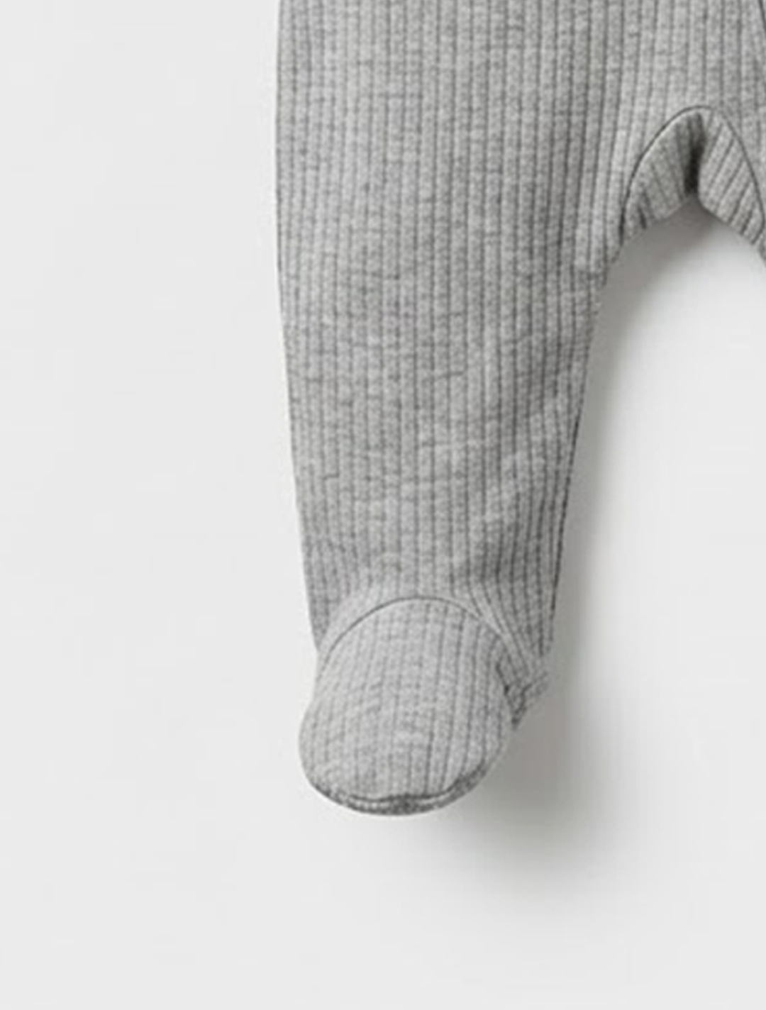 GREY RIBBED ZIPPER SLEEPSUIT