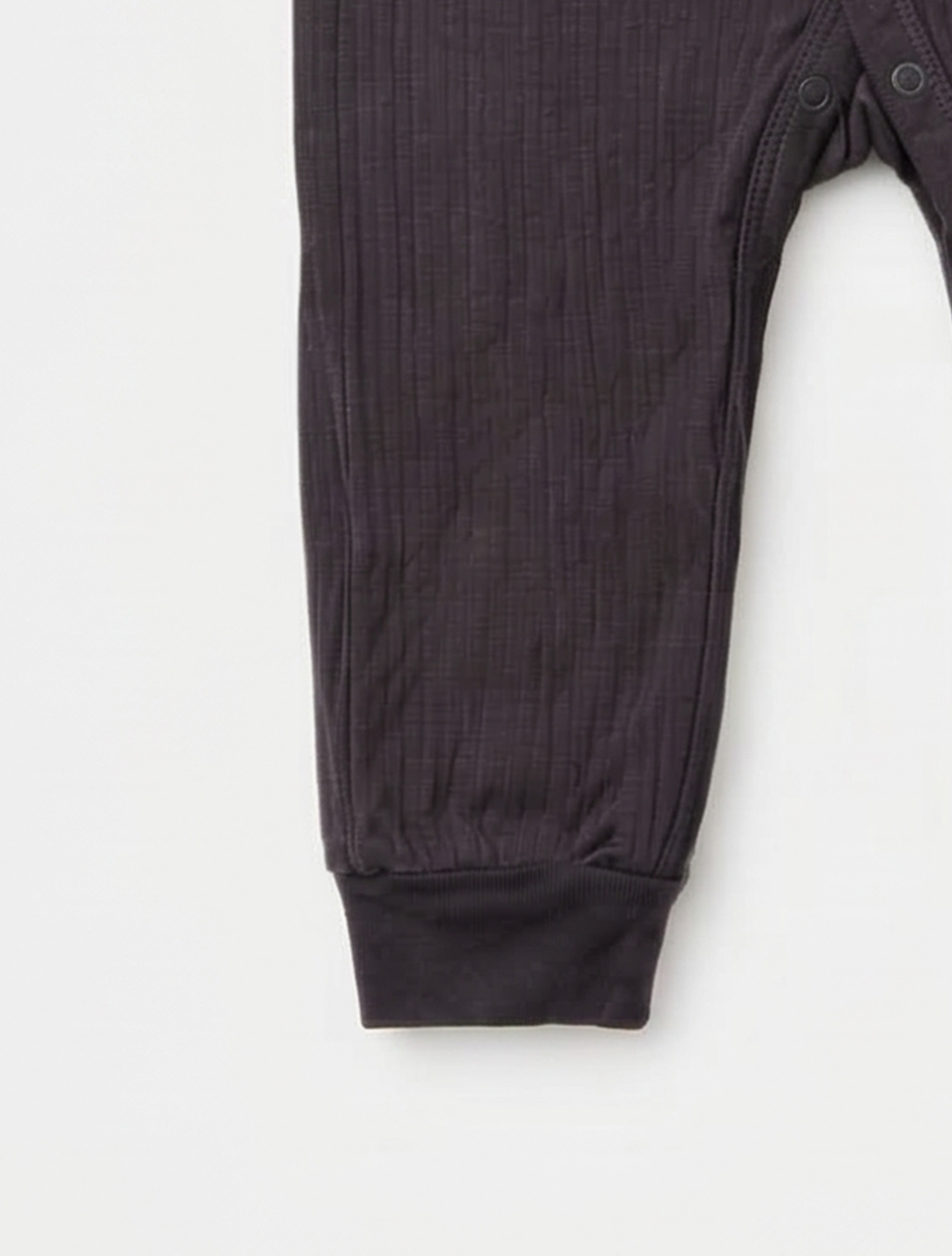 BLACK RIBBED BUTTON ROMPER