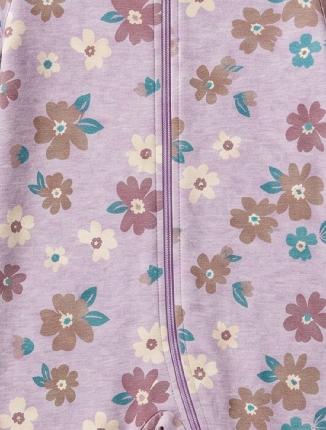 Lavender floral zipper sleepsuit