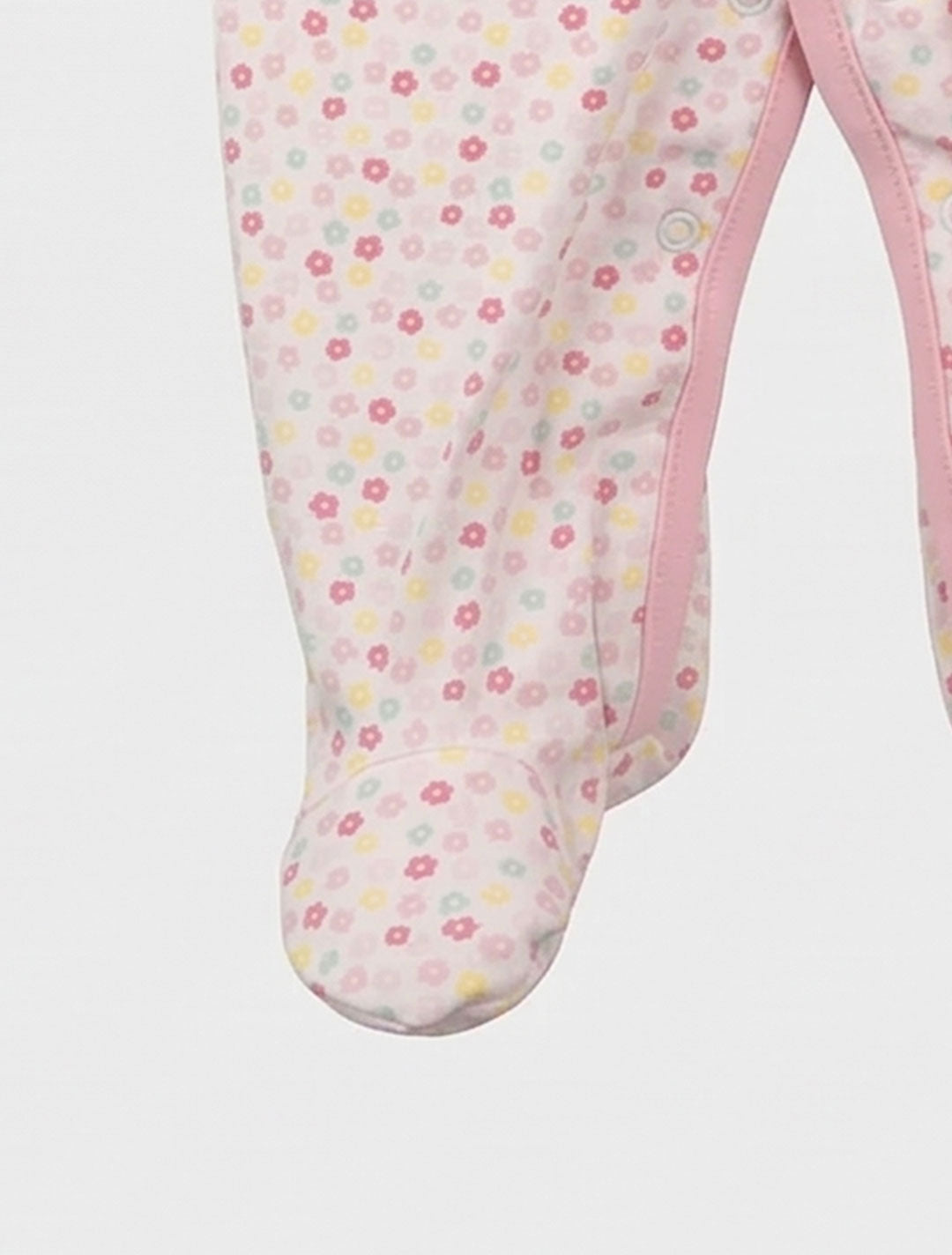 PINK FLORAL BUTTON SLEEPSUIT