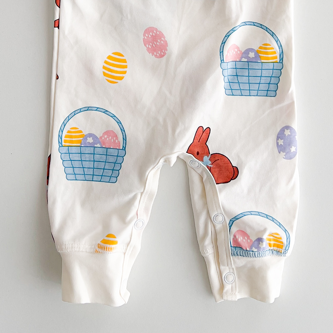 WHITE PRINTED RUFFLE ROMPER