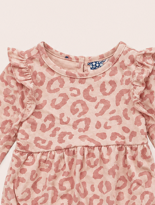 Dusty pink patterned ruffle onesie