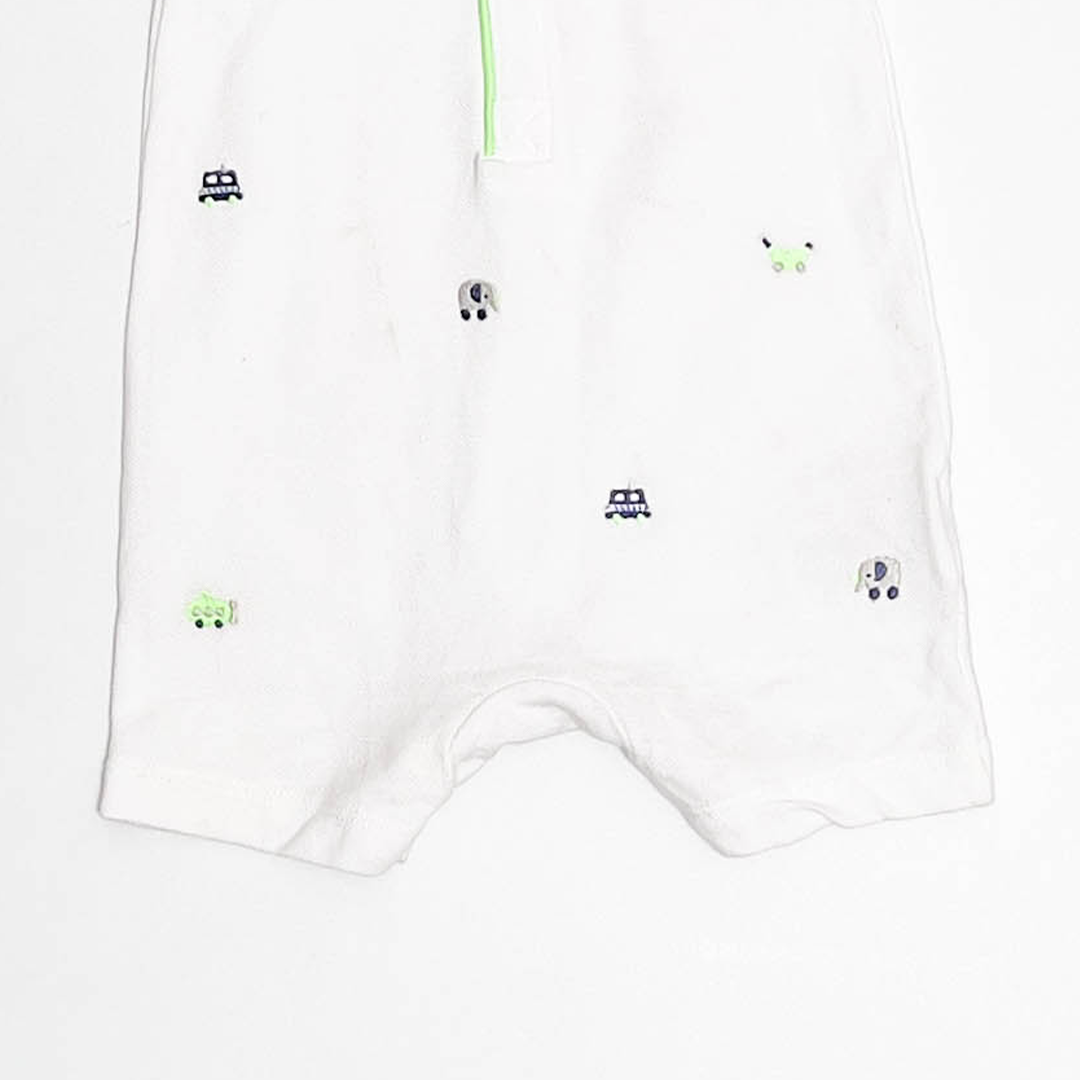 PREMIUM WHITE CAR PATTERNED JUMPSUIT