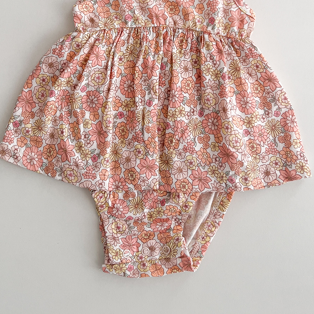 Pink floral cotton sunsuit