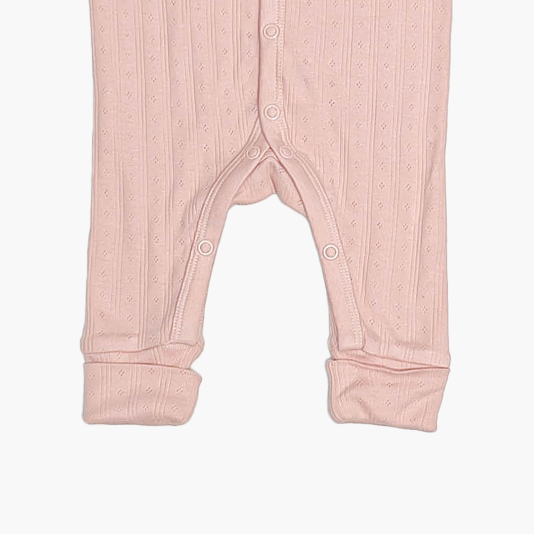 PREMIUM POWDER PINK POINTELLAE RUFFLE ROMPER