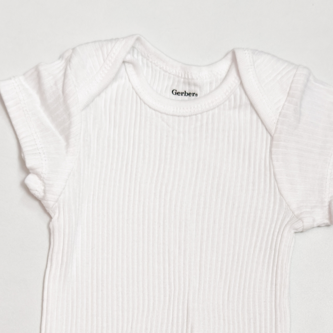 WHITE RIBBED ONESIE