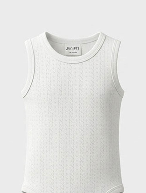 White pointelle sleeveless onesie
