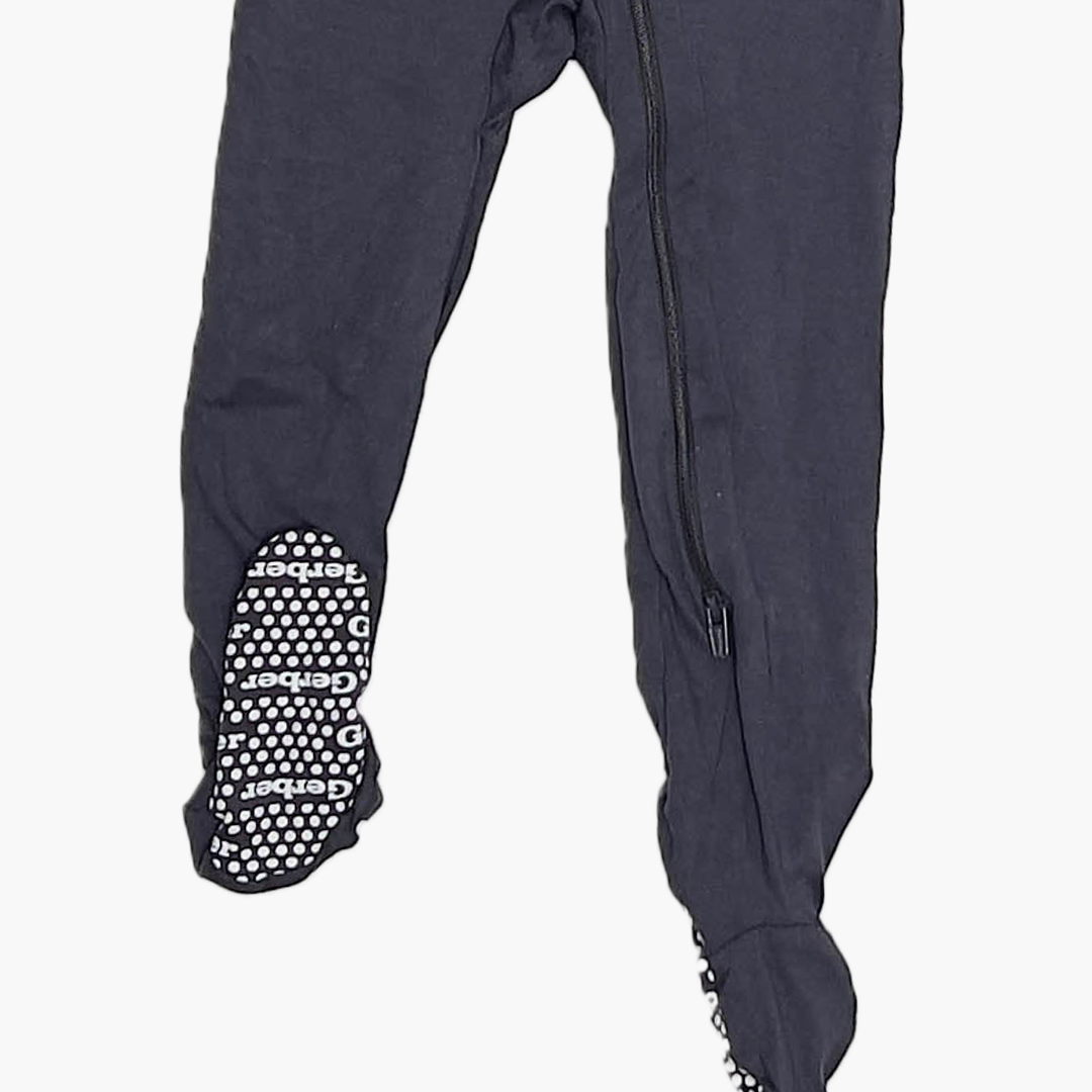 GREY BLACK ZIPPER SLIM FITTED SLEEEPSUIT
