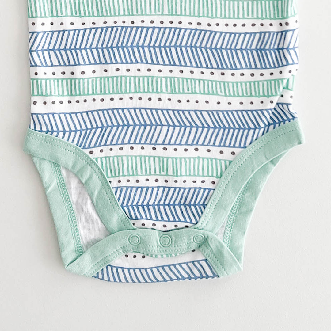 BLUE GREEN PATTERNED ONESIE