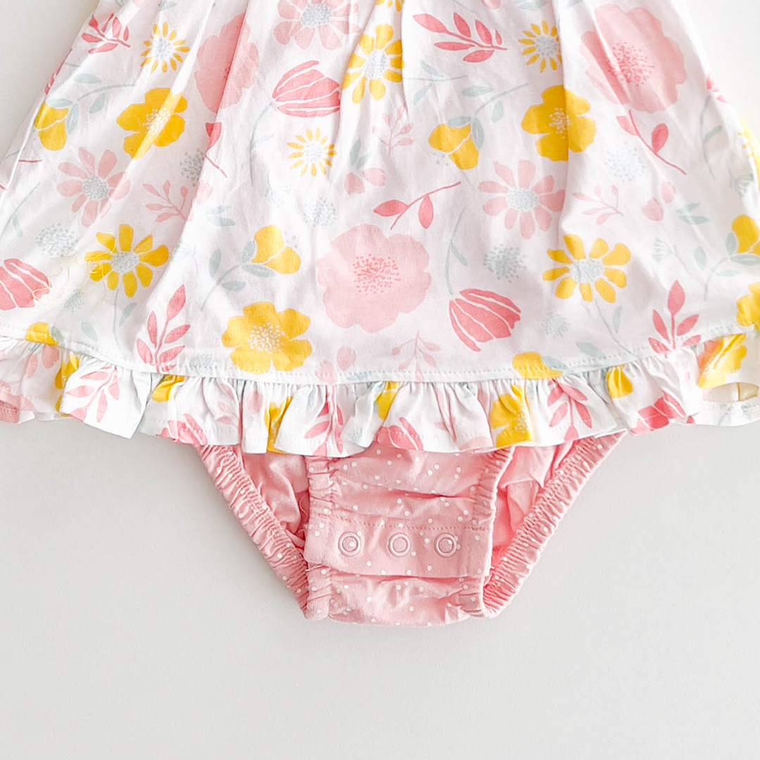 PINK FRILLED FLORAL FROCK