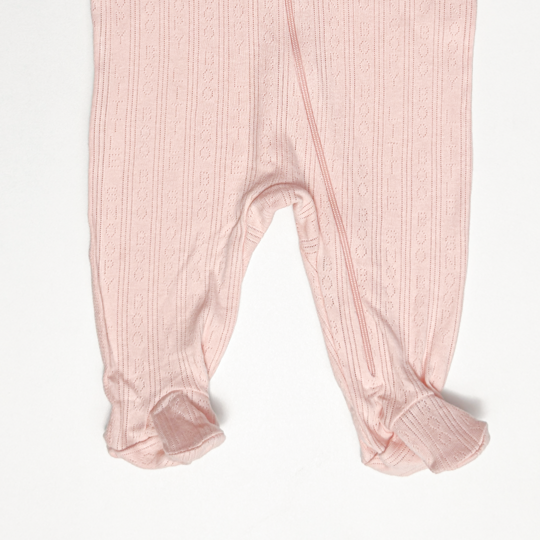 DUSTY PINK POINTELLE SLEEPSUIT