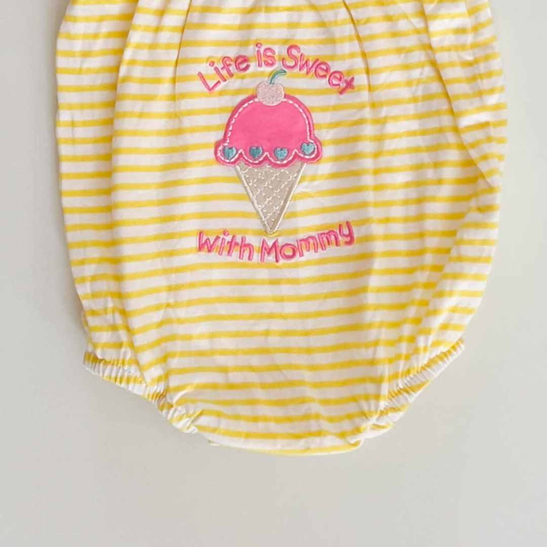 YELLOW STRIPED FANCY ONESIE