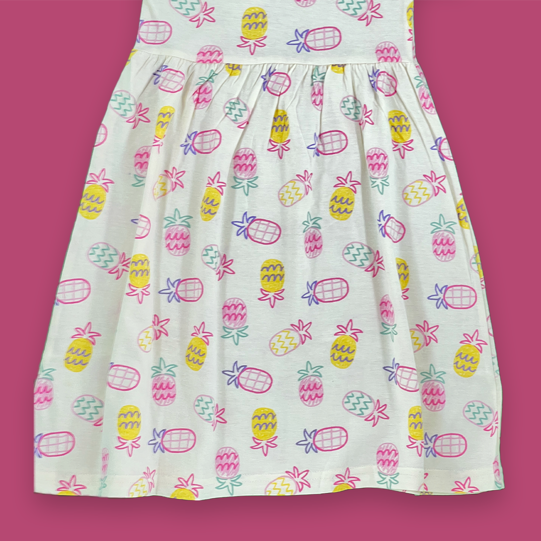 Pineapple print Light Vegas gold color Girls Frok | 3-4 Years |