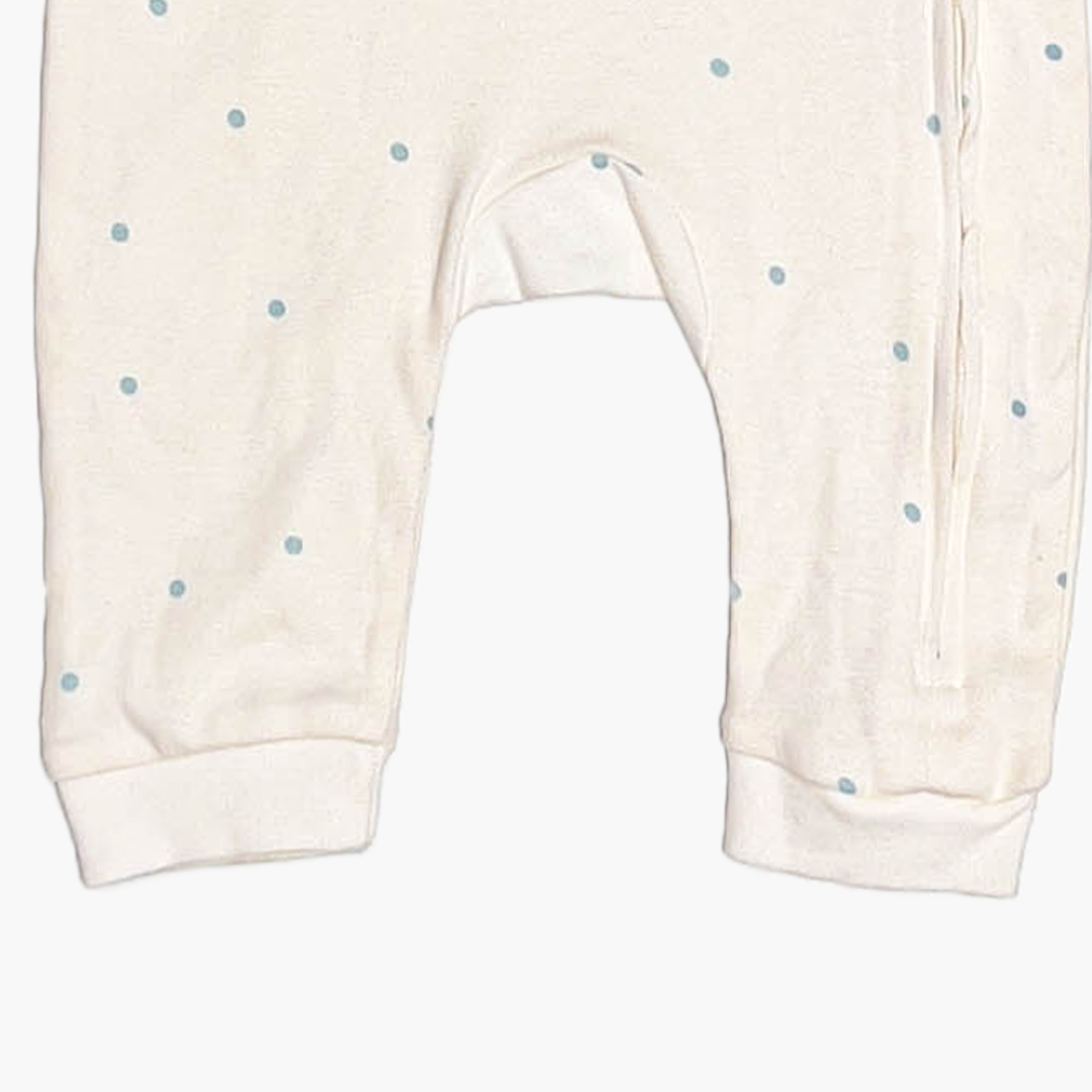 WHITE ZIPPER BLUE DOTTED ROMPER