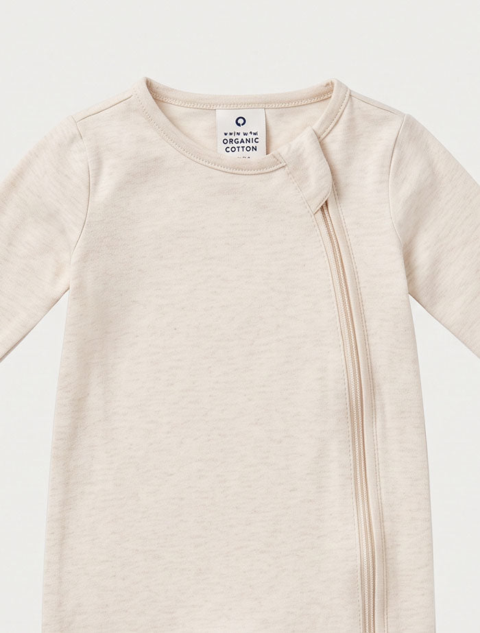 Offf white side 2 way zipper sleepsuit