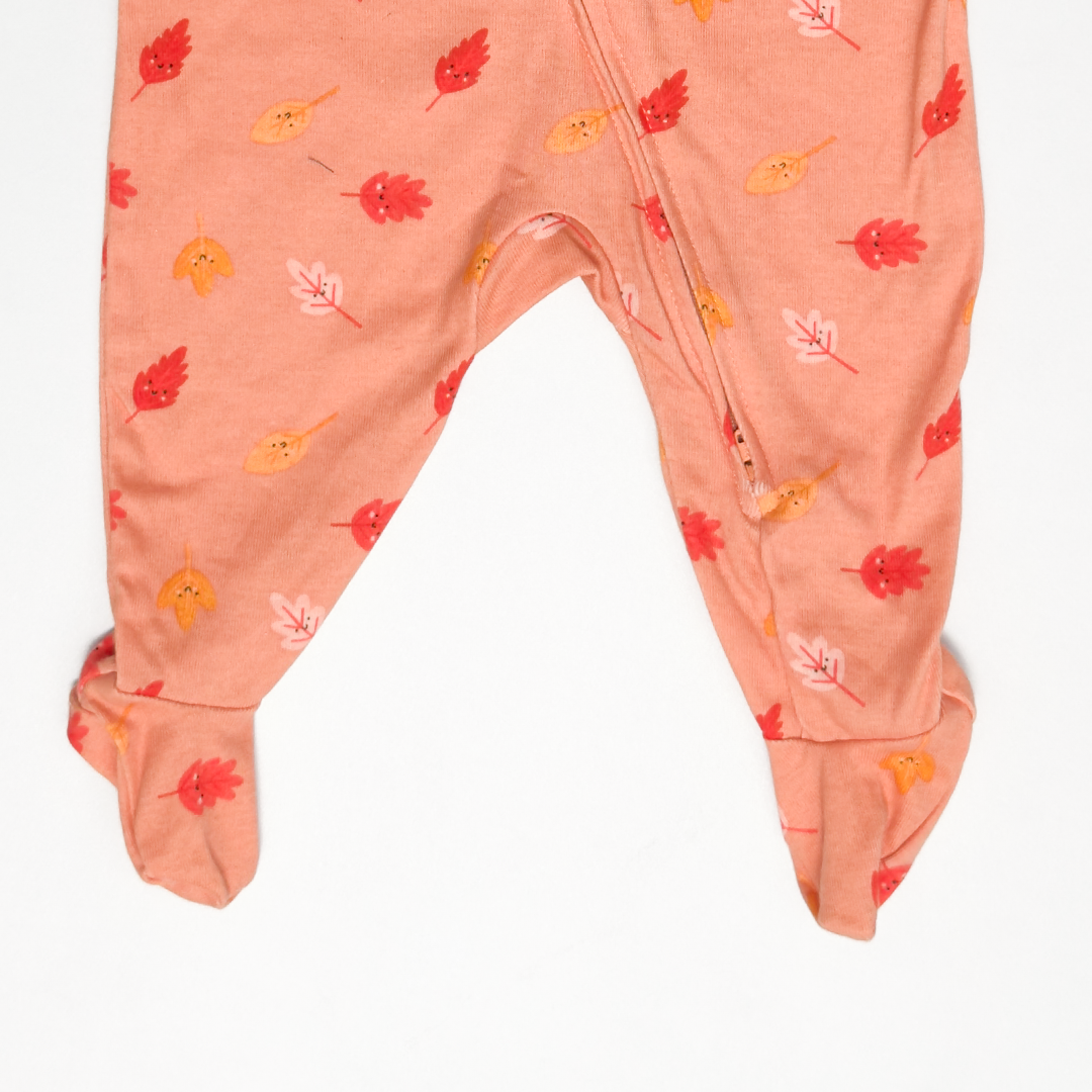 ORANGE PATTERNED ZIPPER SLEEPSUIT