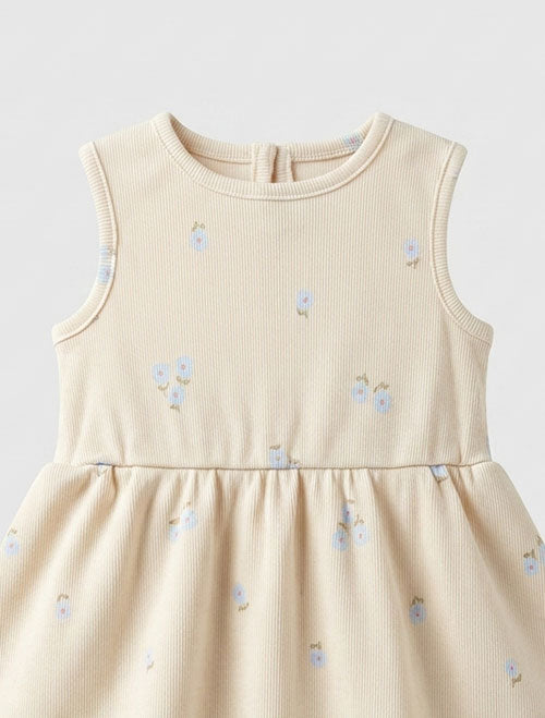 Beige floral ribbed sunsuit