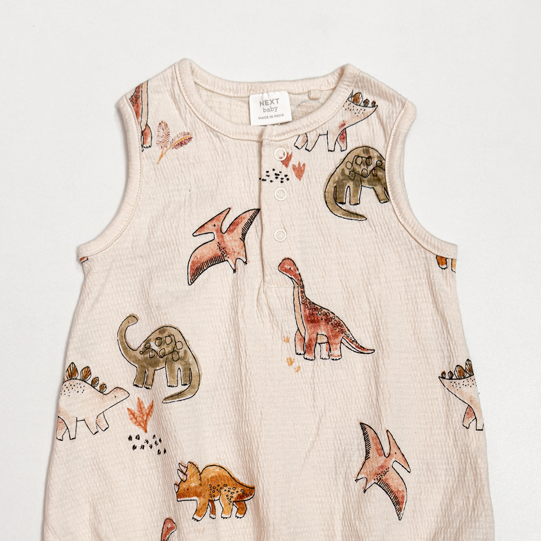 OFF WHITE DINO PRINTED MUSLIN ONESIE