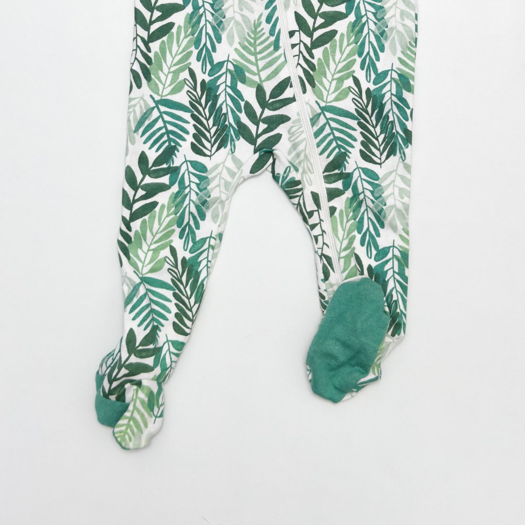 GREEN TROPICAL PRINTED SLEEPSUIT