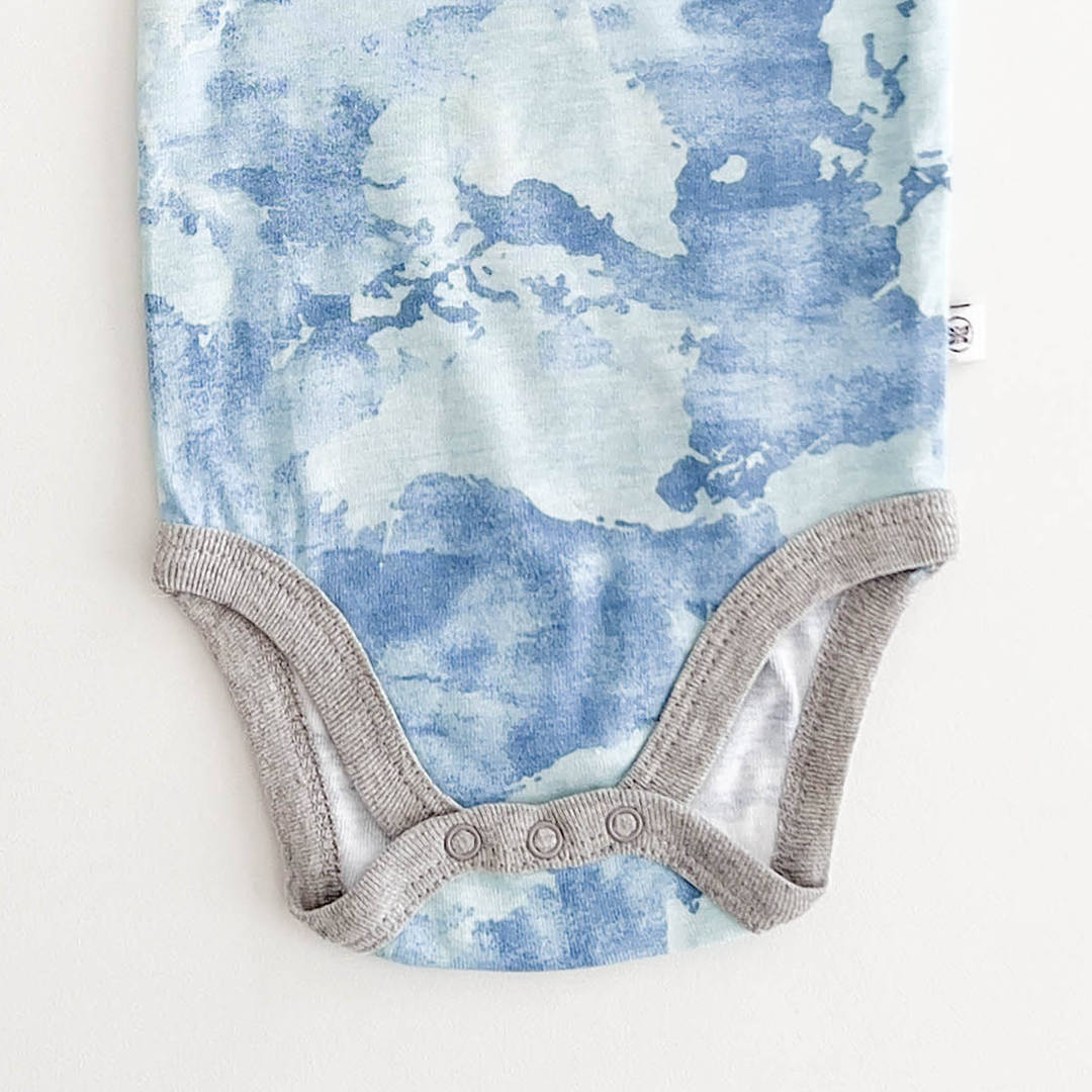 BLUE DYED COTTON ONESIE