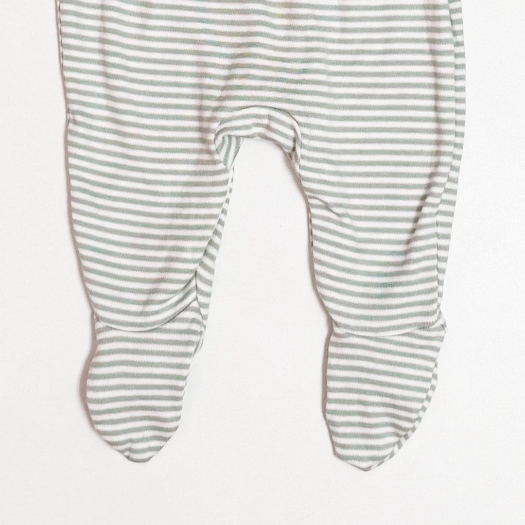 SAGE GREEN STRIPED SLEEPSUIT