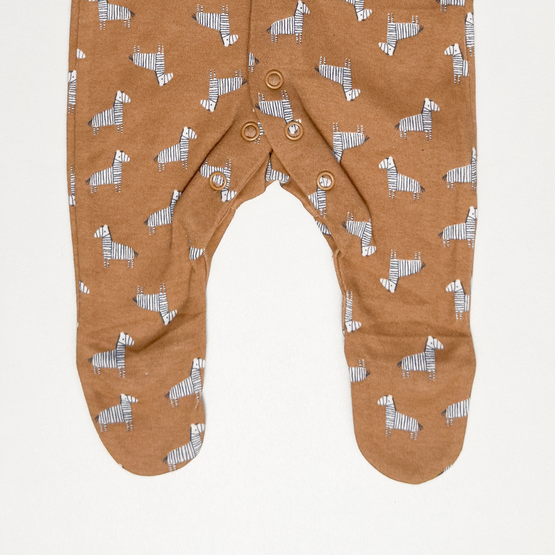 BROWN ZEBRA PATTERNED SLEEPSUIT