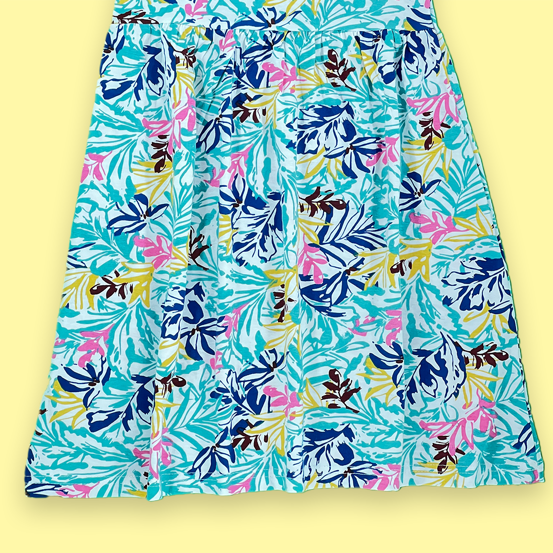 Multi Color Leaf Pattern Girls Frok | 5-6 Years |