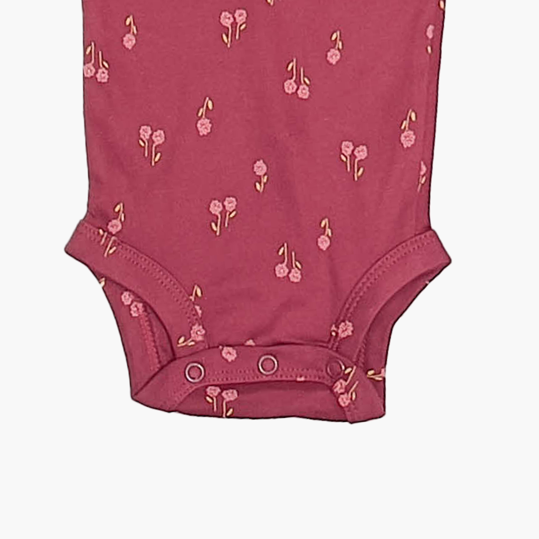 MAROON FLORAL PATTERNED ONESIE