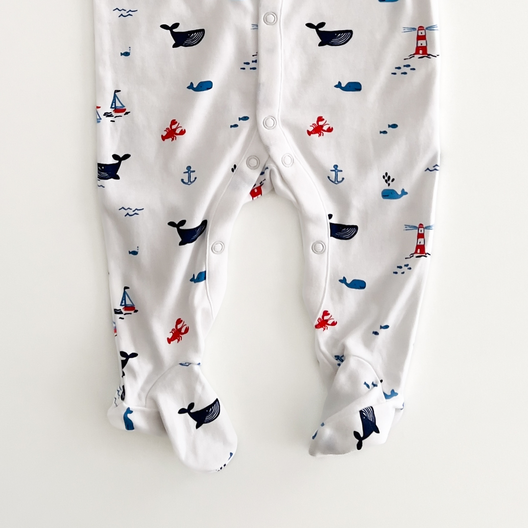 BLUE WHALE PRINTED SLEEPSUIT