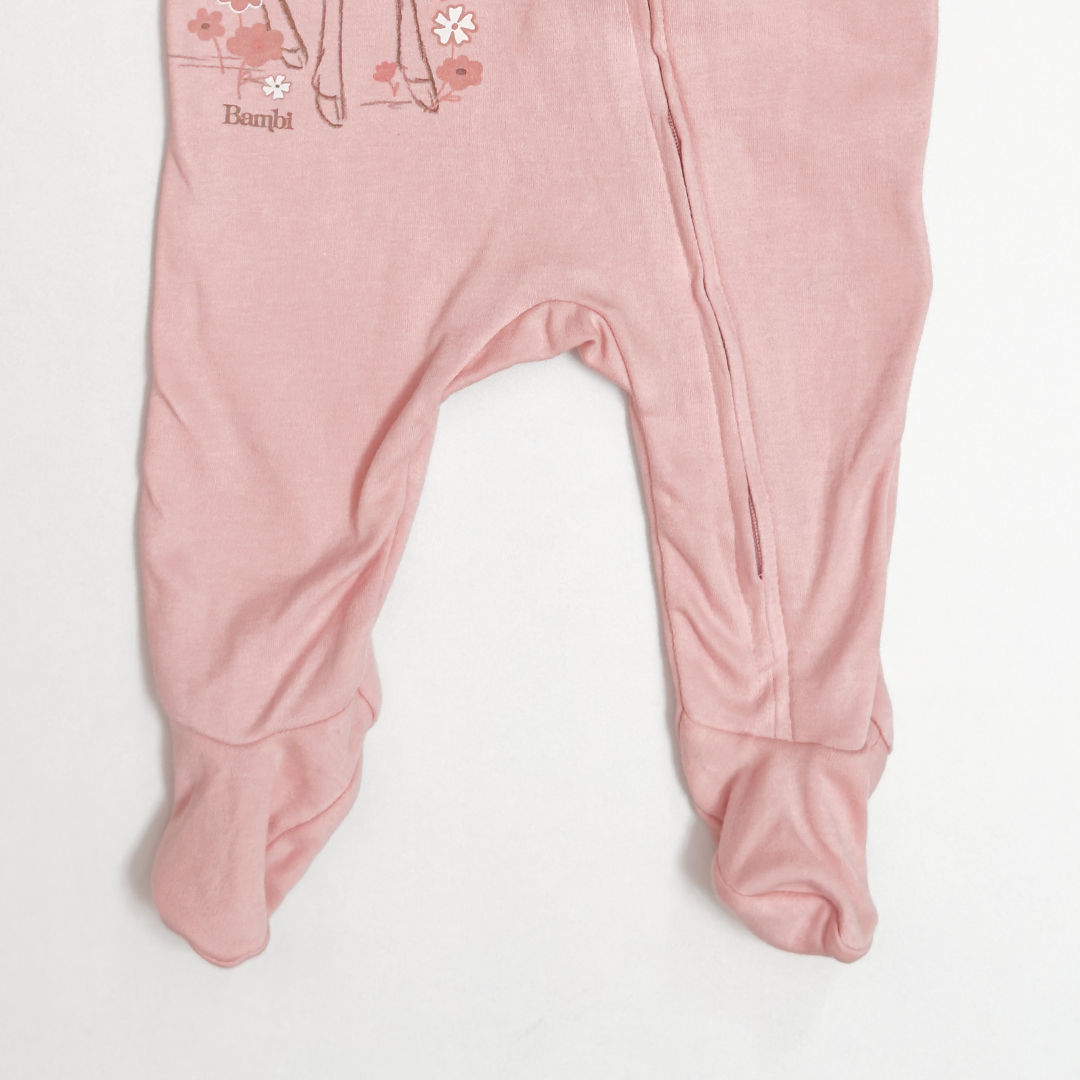 PINK RUFFLED BAMBI ZIPPER SLEEPSUIT