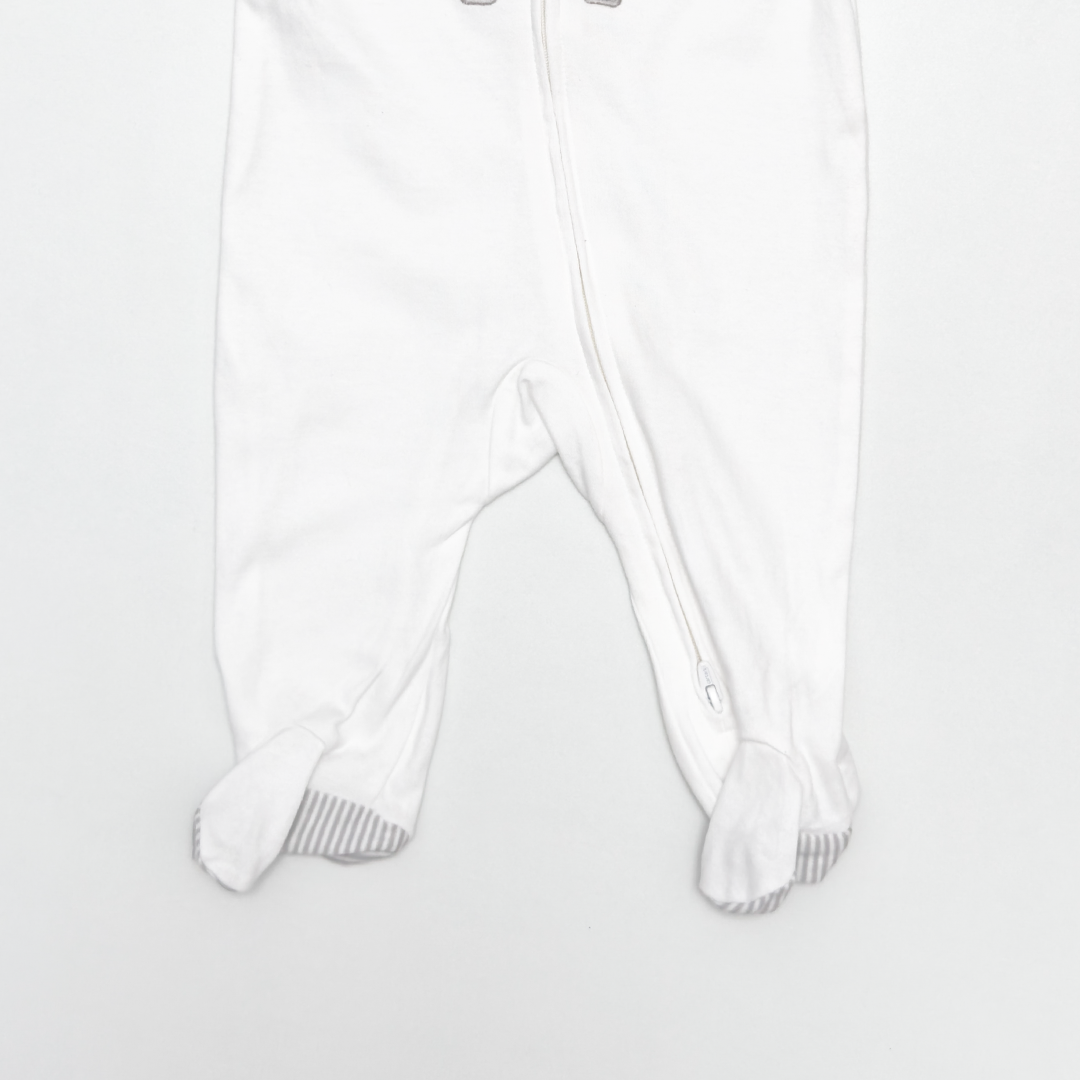 WHITE ELEPHANT ZIPPER SLEEPSUIT