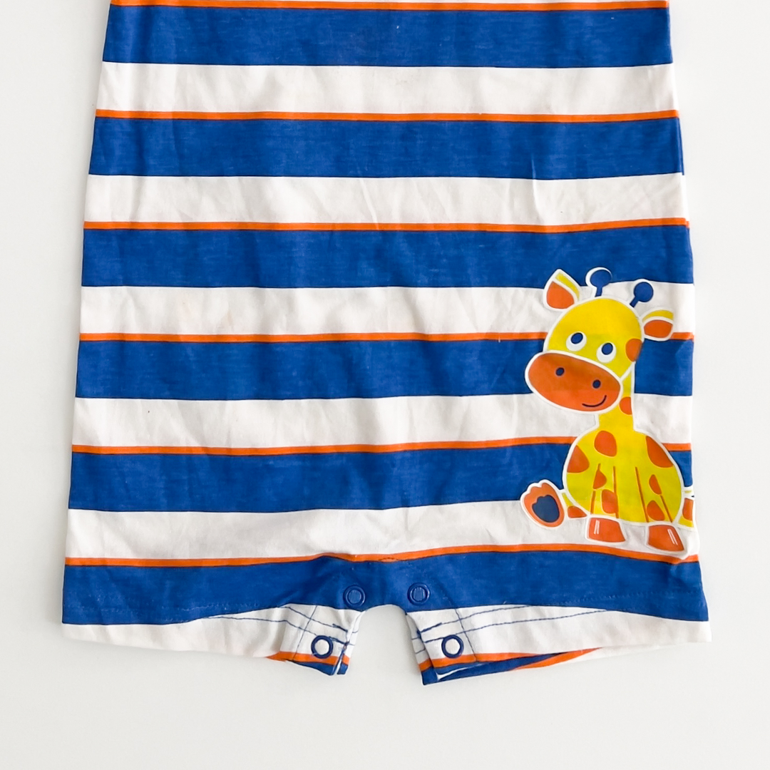 ORANGE AND BLUE LINED JUMPSUIT