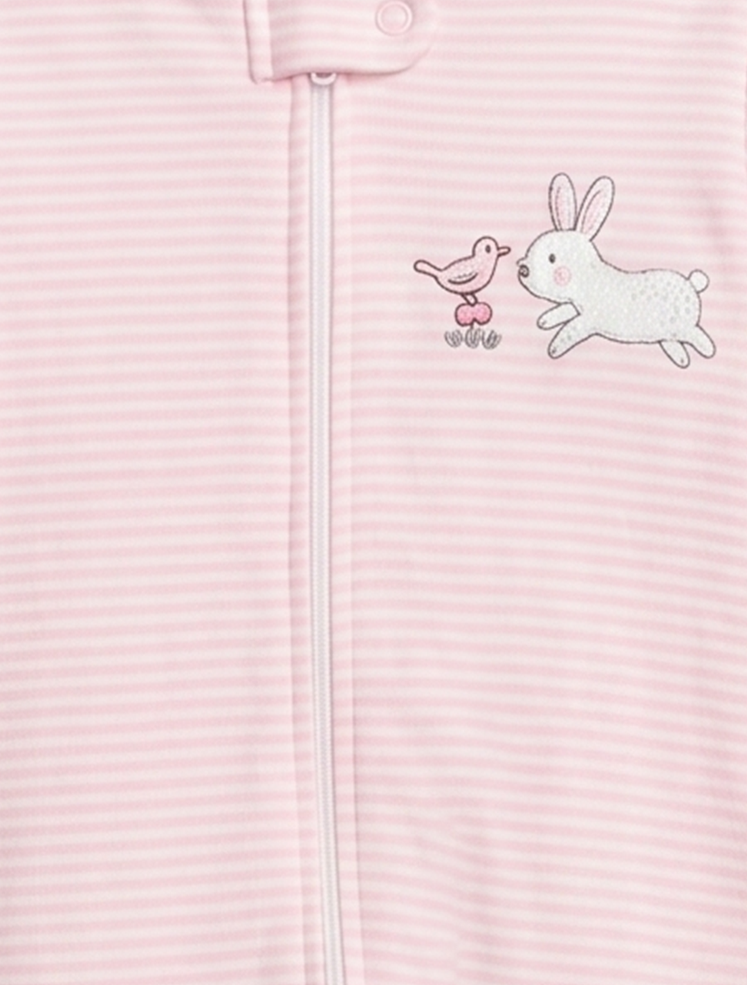 PINK AND WHITE STRIPED ZIPPER SLEEPSUIT