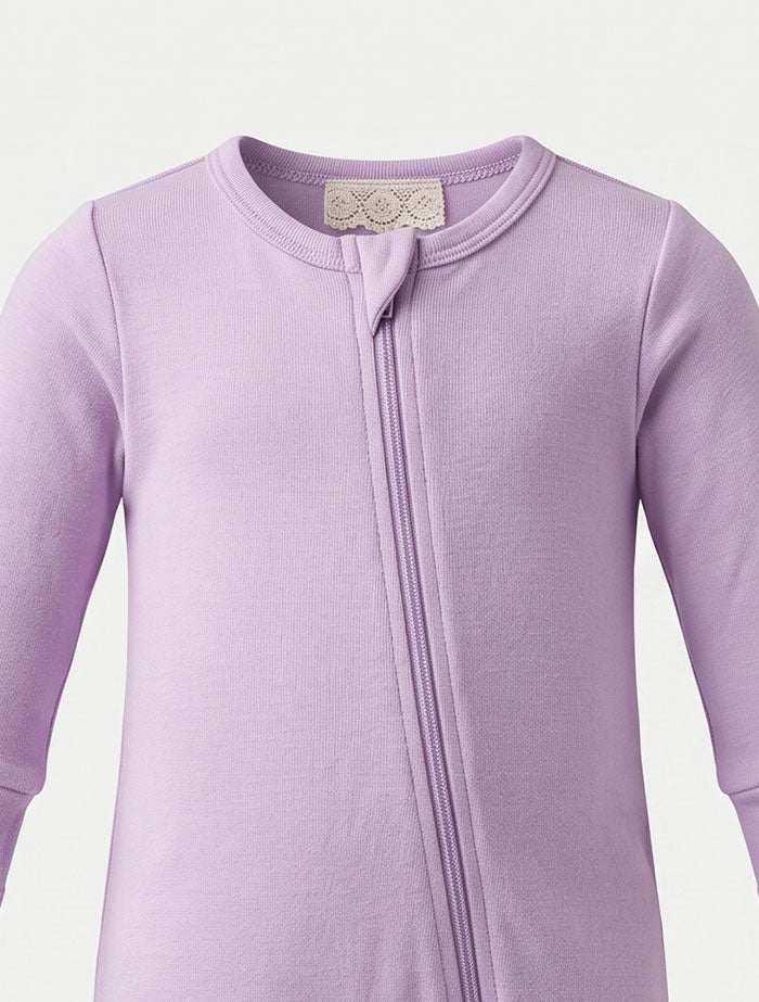 Lavender 2 way zipper sleepsuit