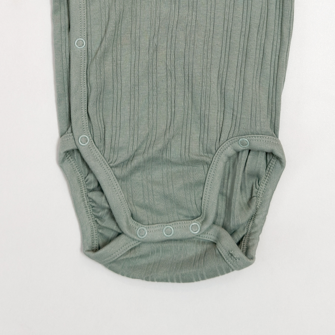 SAGE GREEN RIBBED WRAPOVER ONESIE